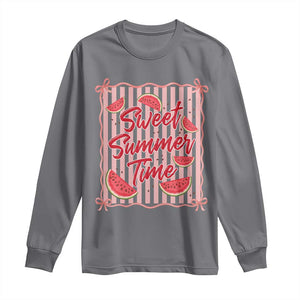 Striped Watermelon Beach Vibes Graphic Long Sleeve Shirt Sweet Summer Time TS12 Charcoal Print Your Wear