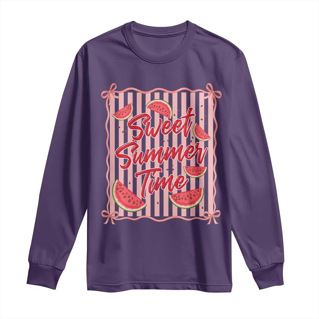 Striped Watermelon Beach Vibes Graphic Long Sleeve Shirt Sweet Summer Time TS12 Purple Print Your Wear