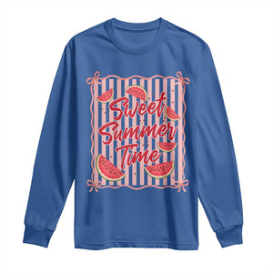 Striped Watermelon Beach Vibes Graphic Long Sleeve Shirt Sweet Summer Time TS12 Royal Blue Print Your Wear