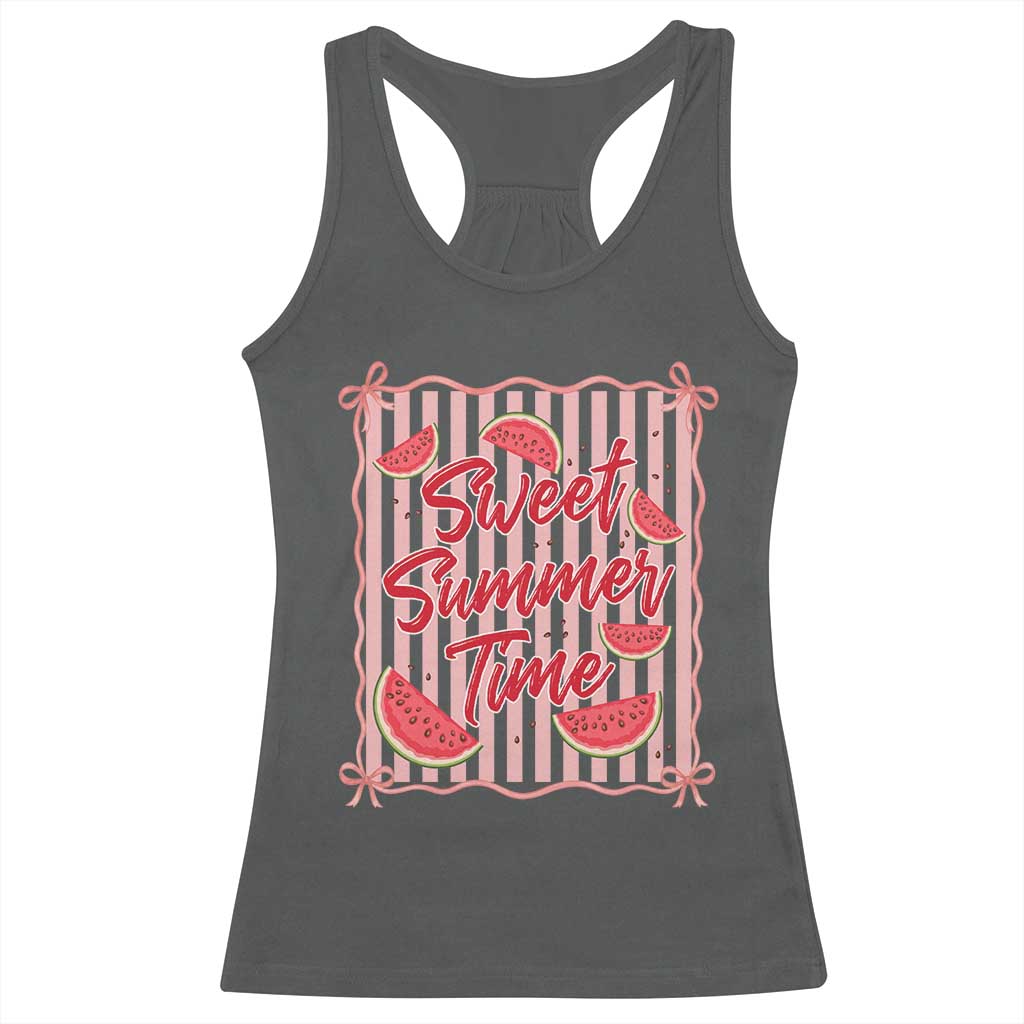 Striped Watermelon Beach Vibes Graphic Racerback Tank Top Sweet Summer Time TS12 Dark Heather Print Your Wear