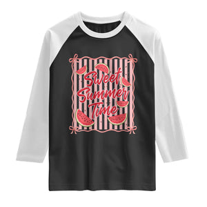 Striped Watermelon Beach Vibes Graphic Raglan Shirt Sweet Summer Time TS12 Black White Print Your Wear