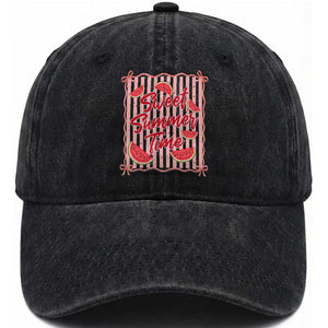 Striped Watermelon Beach Vibes Graphic Washed Cotton Baseball Cap Sweet Summer Time TS12 Print Your Wear