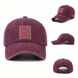 Striped Watermelon Beach Vibes Graphic Washed Cotton Baseball Cap Sweet Summer Time TS12 Washed Cap Universal Fit Burgundy Print Your Wear