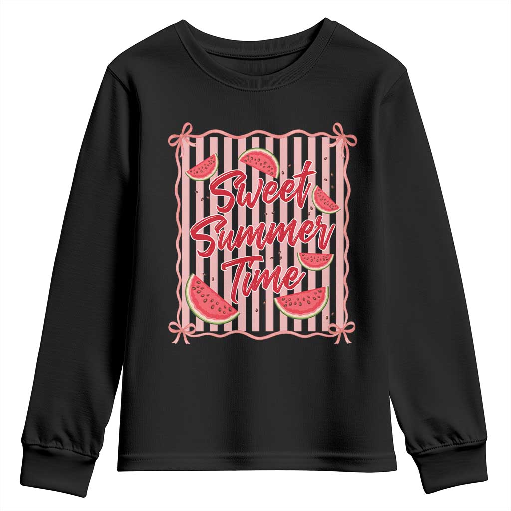 Striped Watermelon Beach Vibes Graphic Youth Sweatshirt Sweet Summer Time TS12 Black Print Your Wear