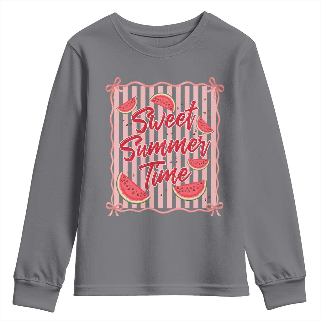 Striped Watermelon Beach Vibes Graphic Youth Sweatshirt Sweet Summer Time TS12 Charcoal Print Your Wear
