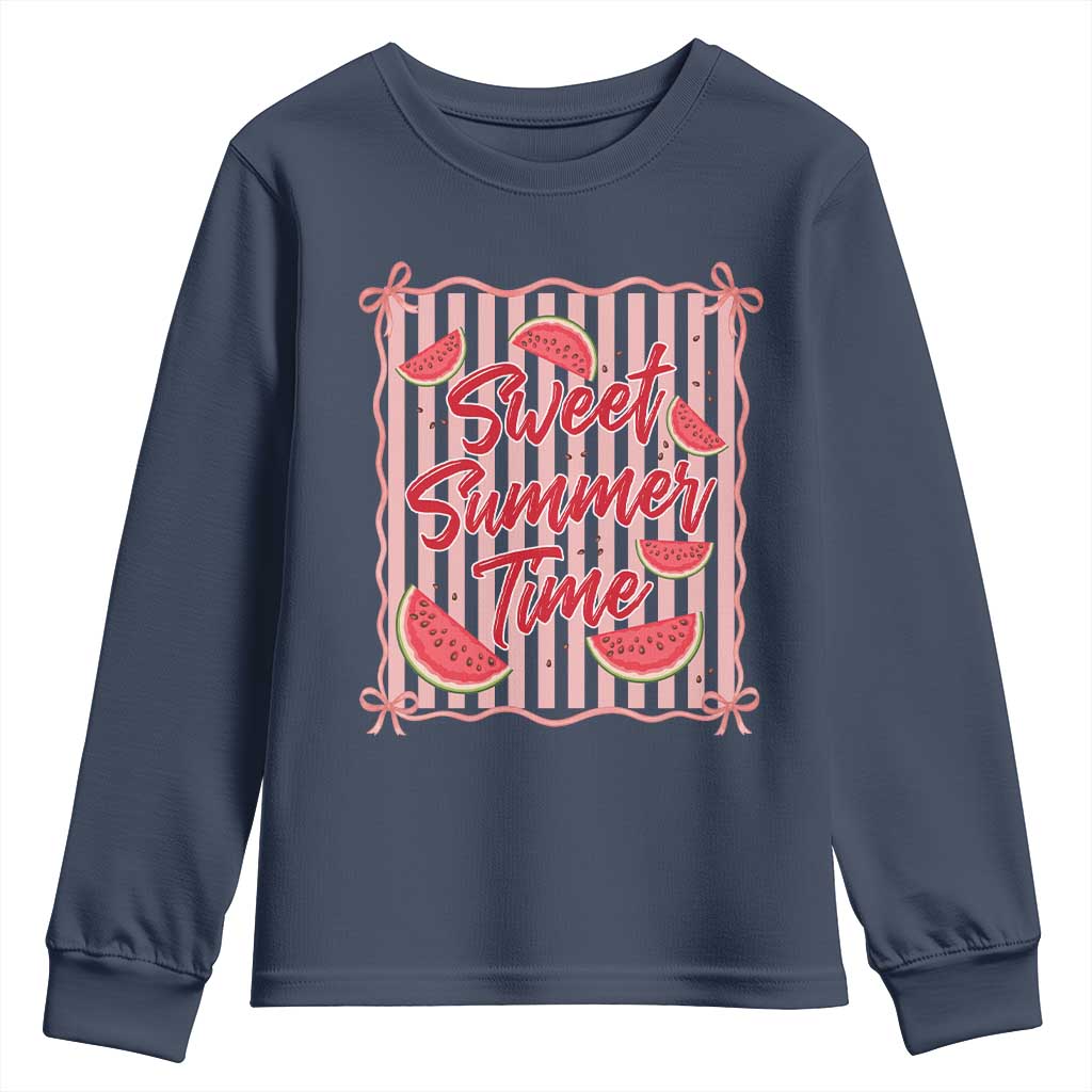 Striped Watermelon Beach Vibes Graphic Youth Sweatshirt Sweet Summer Time TS12 Navy Print Your Wear