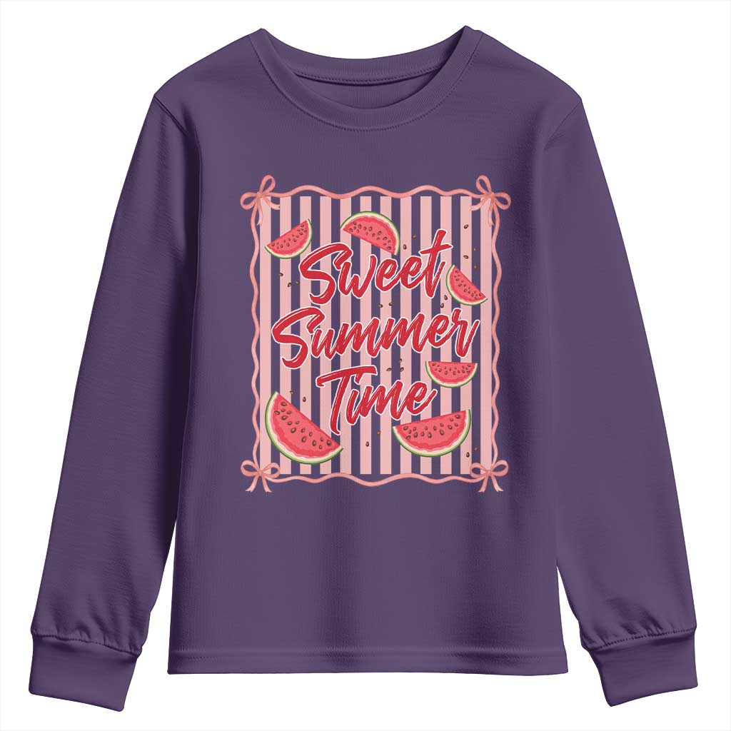 Striped Watermelon Beach Vibes Graphic Youth Sweatshirt Sweet Summer Time TS12 Purple Print Your Wear