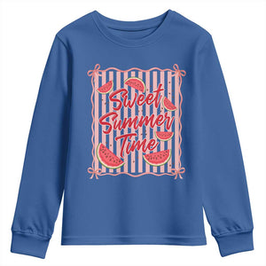 Striped Watermelon Beach Vibes Graphic Youth Sweatshirt Sweet Summer Time TS12 Royal Blue Print Your Wear