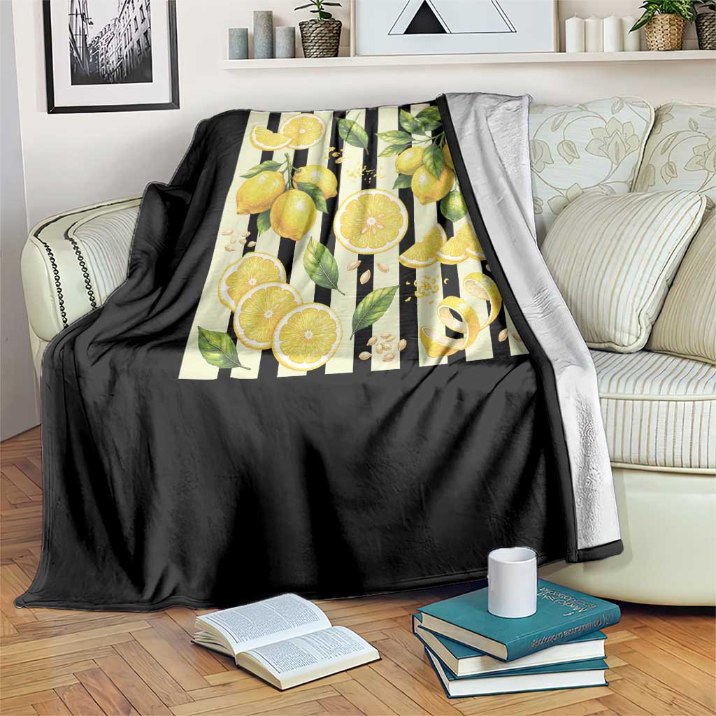 Striped Summer Lemon Throw Blanket Citrus Fruit Lover Gift TS12 Print Your Wear