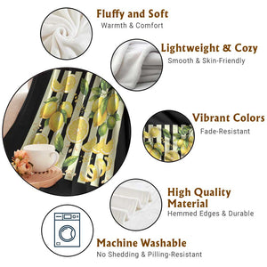 Striped Summer Lemon Throw Blanket Citrus Fruit Lover Gift TS12 Print Your Wear