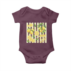 Striped Summer Lemon Baby Onesie Citrus Fruit Lover Gift TS12 Maroon Print Your Wear