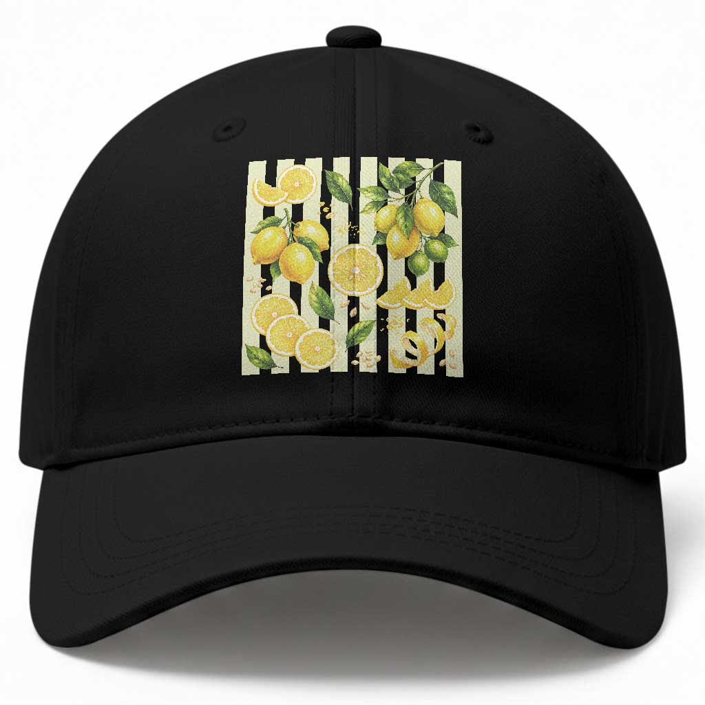 Striped Summer Lemon Baseball Cap Citrus Fruit Lover Gift TS12 Print Your Wear