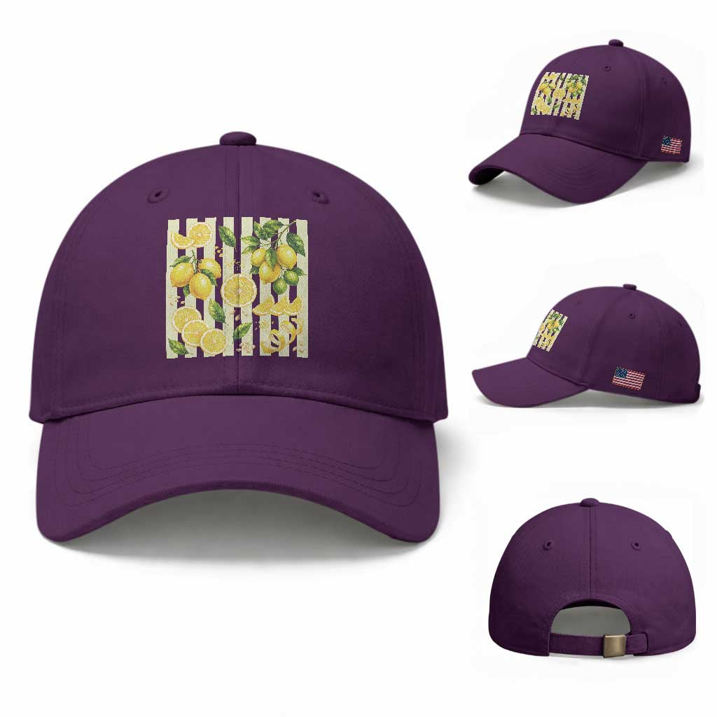 Striped Summer Lemon Baseball Cap Citrus Fruit Lover Gift TS12 Baseball Cap Universal Fit Purple Print Your Wear