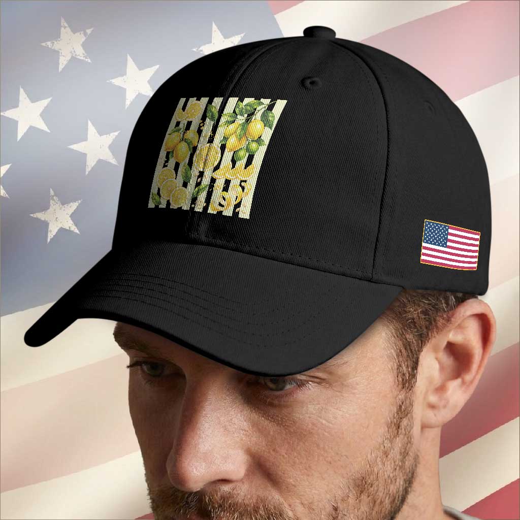 Striped Summer Lemon Baseball Cap Citrus Fruit Lover Gift TS12 Print Your Wear