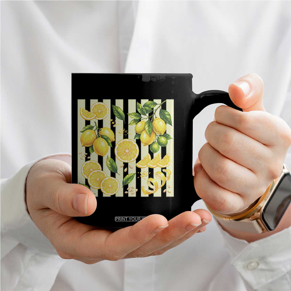 Striped Summer Lemon Coffee Mug Citrus Fruit Lover Gift TS12 Print Your Wear