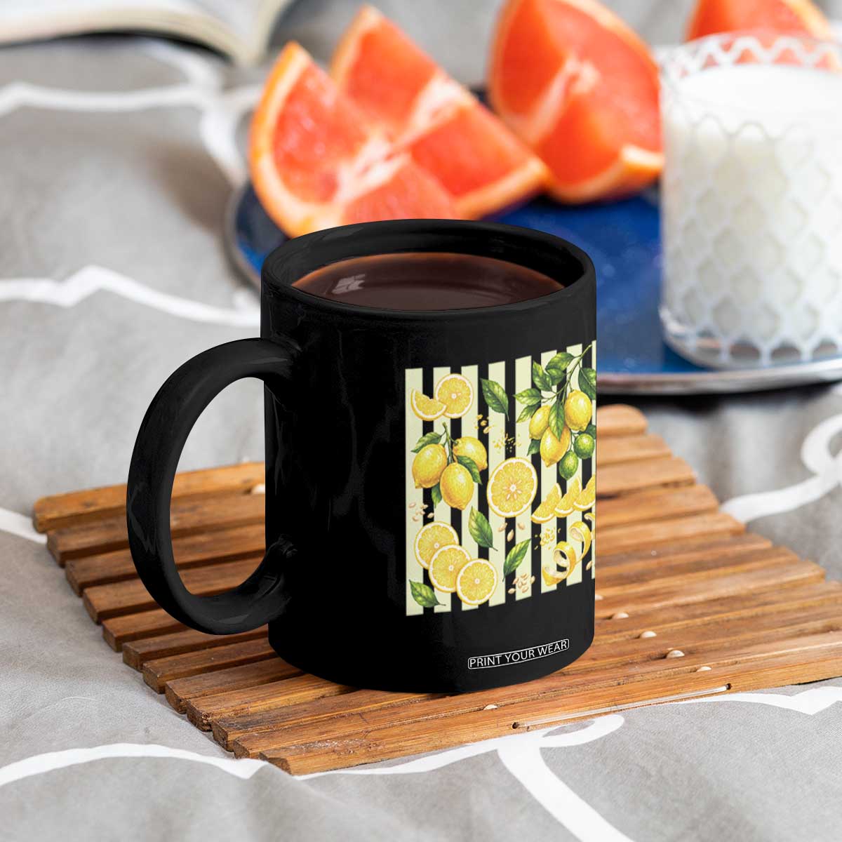 Striped Summer Lemon Coffee Mug Citrus Fruit Lover Gift TS12 Print Your Wear
