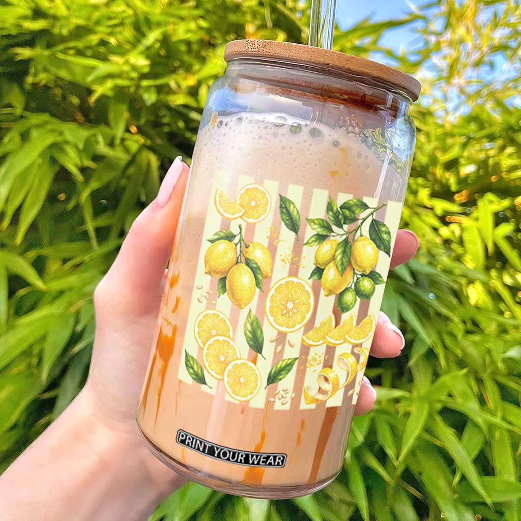 Striped Summer Lemon Glass Can Citrus Fruit Lover Gift TS12 Black Print Your Wear
