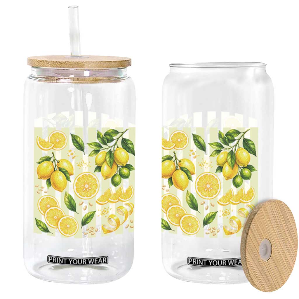 Striped Summer Lemon Glass Can Citrus Fruit Lover Gift TS12 Print Your Wear