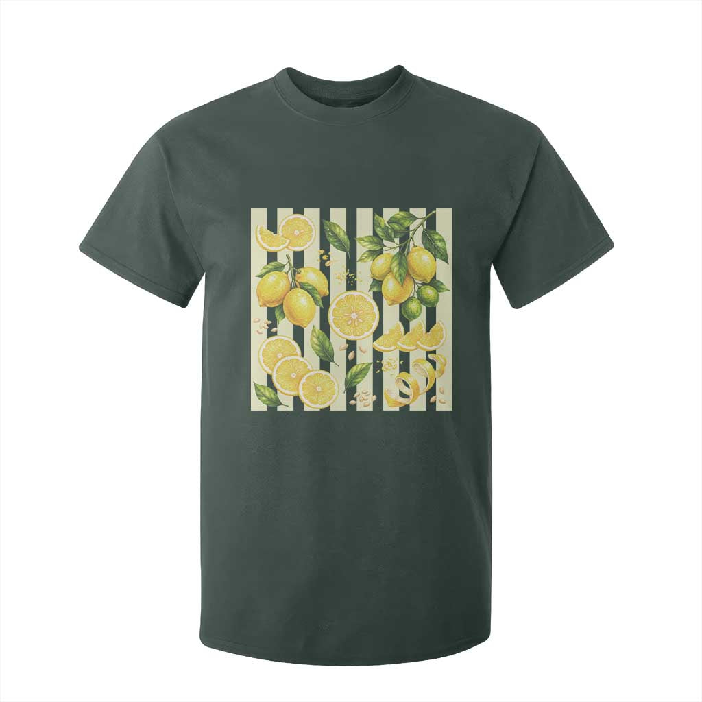 Striped Summer Lemon T Shirt For Kid Citrus Fruit Lover Gift TS12 Dark Forest Green Print Your Wear