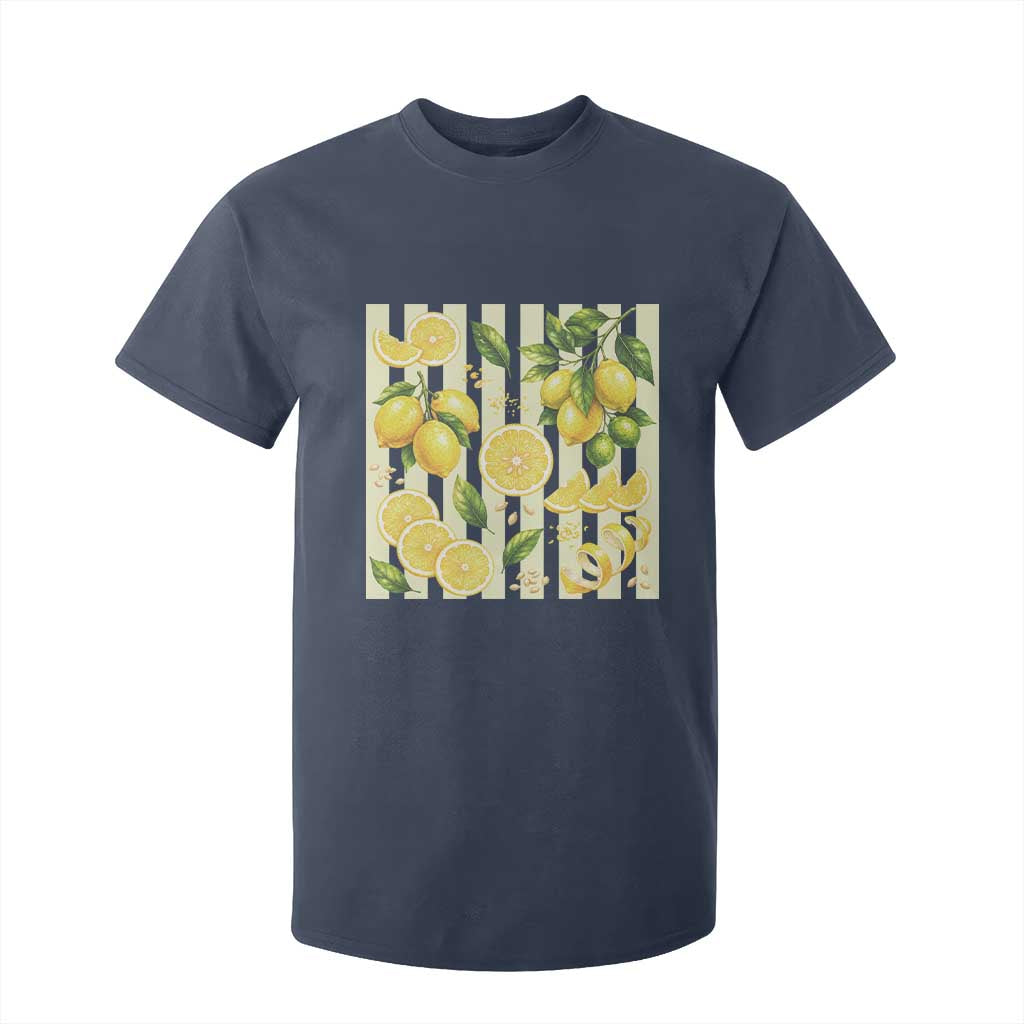 Striped Summer Lemon T Shirt For Kid Citrus Fruit Lover Gift TS12 Navy Print Your Wear