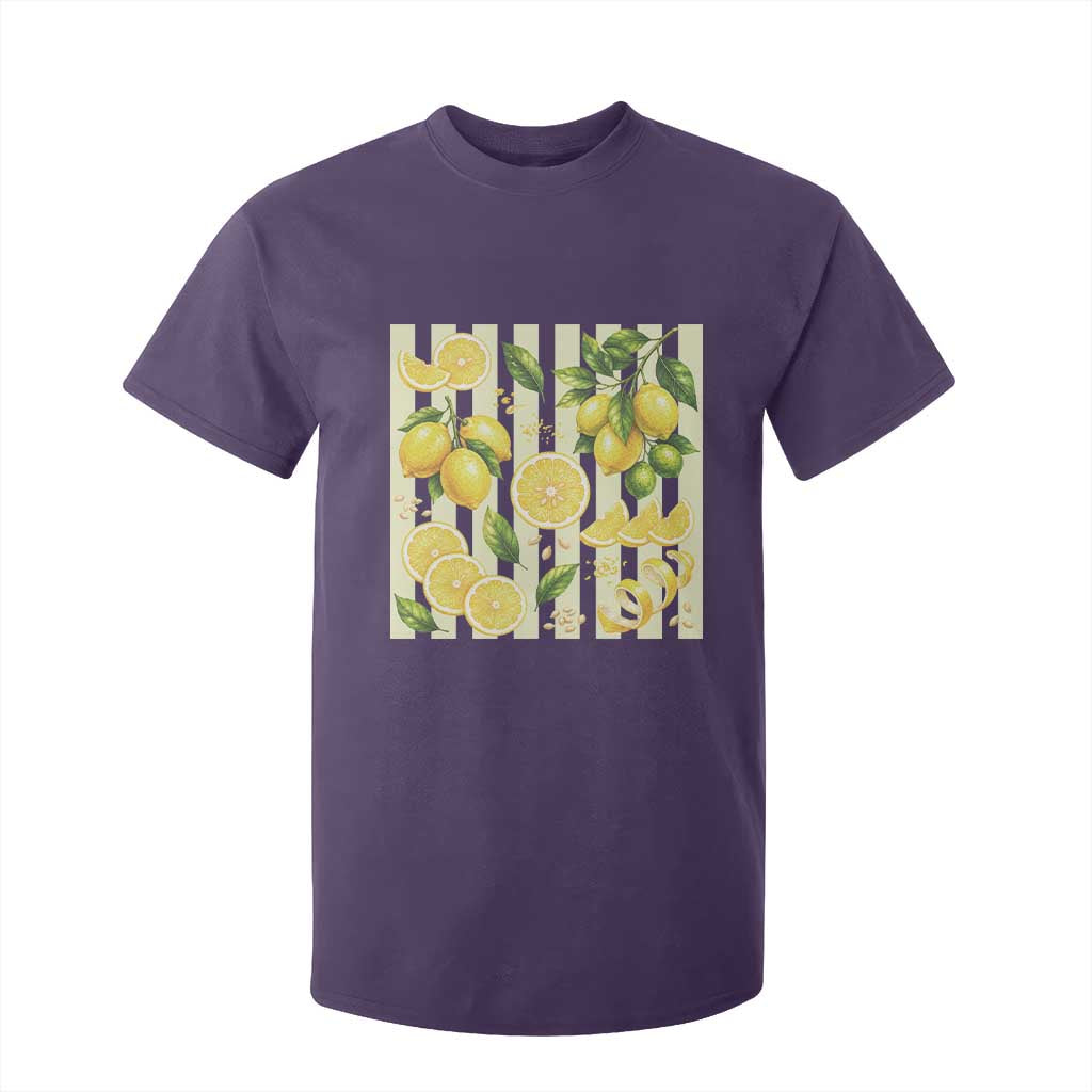 Striped Summer Lemon T Shirt For Kid Citrus Fruit Lover Gift TS12 Purple Print Your Wear