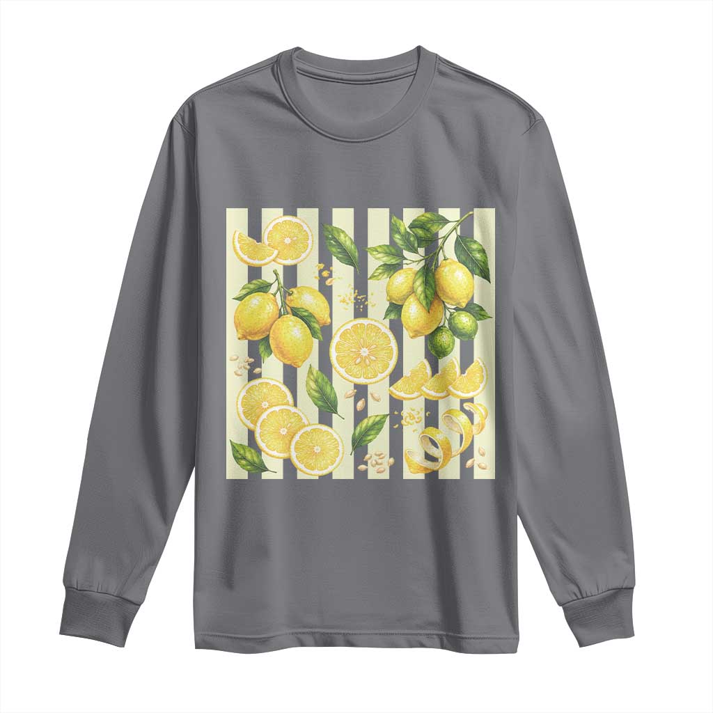 Striped Summer Lemon Long Sleeve Shirt Citrus Fruit Lover Gift TS12 Charcoal Print Your Wear