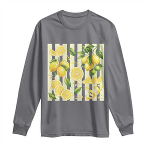 Striped Summer Lemon Long Sleeve Shirt Citrus Fruit Lover Gift TS12 Charcoal Print Your Wear
