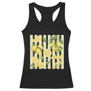 Striped Summer Lemon Racerback Tank Top Citrus Fruit Lover Gift TS12 Black Print Your Wear