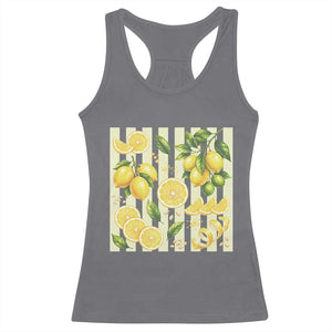 Striped Summer Lemon Racerback Tank Top Citrus Fruit Lover Gift TS12 Charcoal Print Your Wear