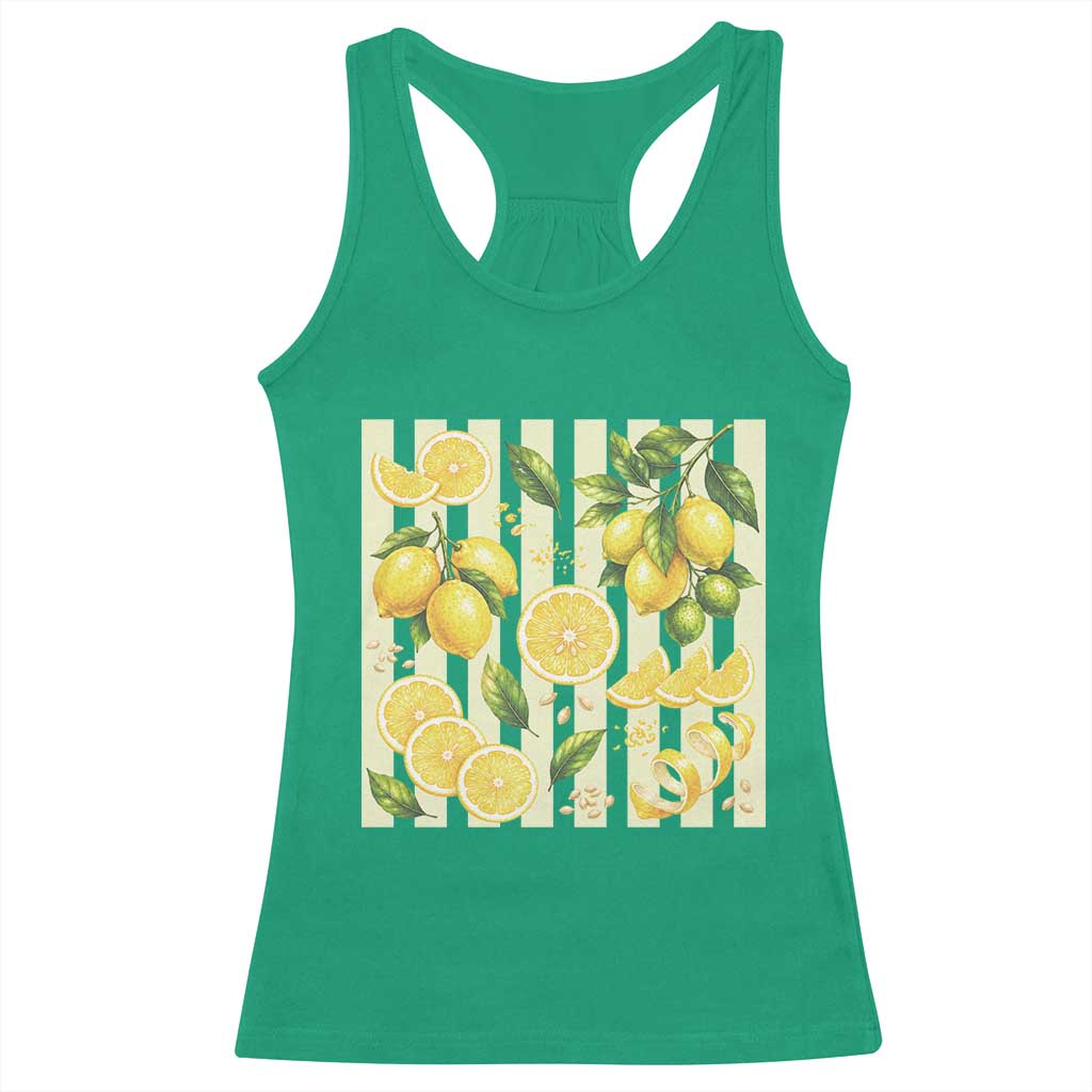 Striped Summer Lemon Racerback Tank Top Citrus Fruit Lover Gift TS12 Irish Green Print Your Wear