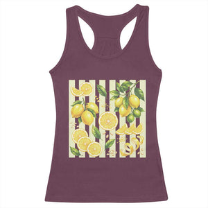 Striped Summer Lemon Racerback Tank Top Citrus Fruit Lover Gift TS12 Maroon Print Your Wear