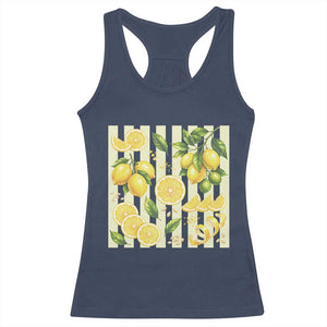 Striped Summer Lemon Racerback Tank Top Citrus Fruit Lover Gift TS12 Navy Print Your Wear