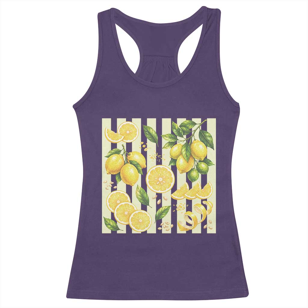 Striped Summer Lemon Racerback Tank Top Citrus Fruit Lover Gift TS12 Purple Print Your Wear