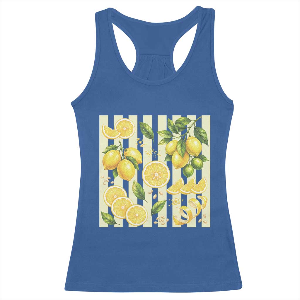 Striped Summer Lemon Racerback Tank Top Citrus Fruit Lover Gift TS12 Royal Blue Print Your Wear