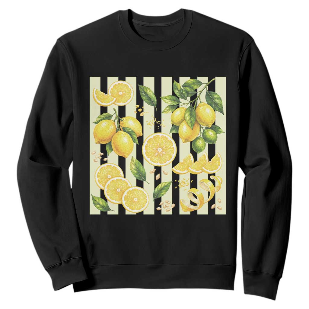 Striped Summer Lemon Sweatshirt Citrus Fruit Lover Gift TS12 Black Print Your Wear