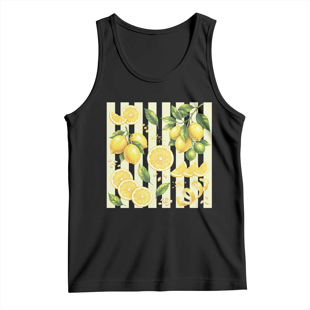 Striped Summer Lemon Tank Top Citrus Fruit Lover Gift TS12 Black Print Your Wear