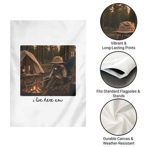 Funny Camping Raccoon Garden Flag I Live Here Now Outdoor Lover TS12 Print Your Wear