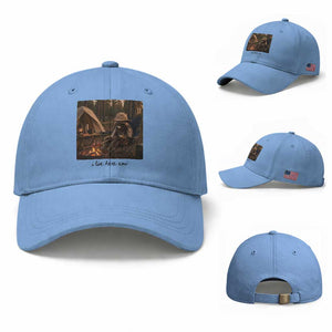 Funny Camping Raccoon Baseball Cap I Live Here Now Outdoor Lover TS12 Baseball Cap Universal Fit Light Blue Print Your Wear