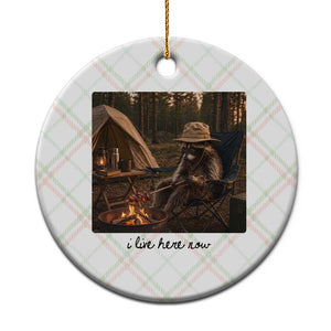 Funny Camping Raccoon Ceramic Ornament I Live Here Now Outdoor Lover TS12 1pc Christmas Plaid Print Your Wear
