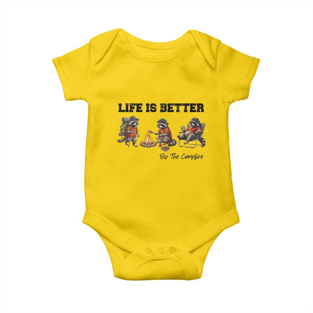 Funny Camping Raccoon Baby Onesie Life Is Better By The Campfire TS12 Daisy Print Your Wear