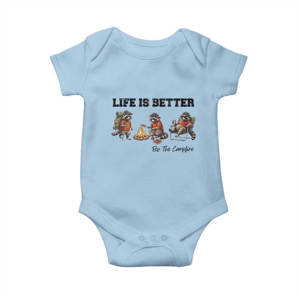 Funny Camping Raccoon Baby Onesie Life Is Better By The Campfire TS12 Light Blue Print Your Wear