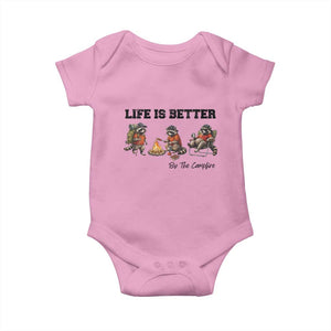 Funny Camping Raccoon Baby Onesie Life Is Better By The Campfire TS12 Light Pink Print Your Wear