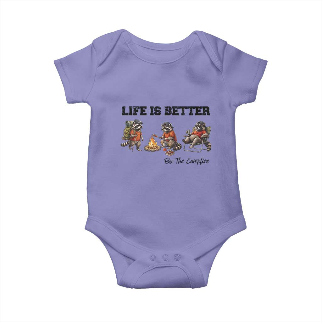 Funny Camping Raccoon Baby Onesie Life Is Better By The Campfire TS12 Violet Print Your Wear
