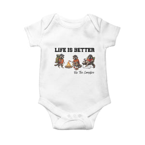 Funny Camping Raccoon Baby Onesie Life Is Better By The Campfire TS12 White Print Your Wear