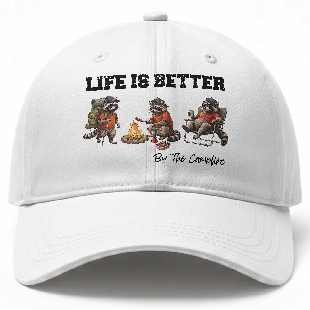 Funny Camping Raccoon Baseball Cap Life Is Better By The Campfire TS12 Print Your Wear