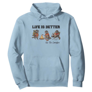 Funny Camping Raccoon Hoodie Life Is Better By The Campfire TS12 Light Blue Print Your Wear