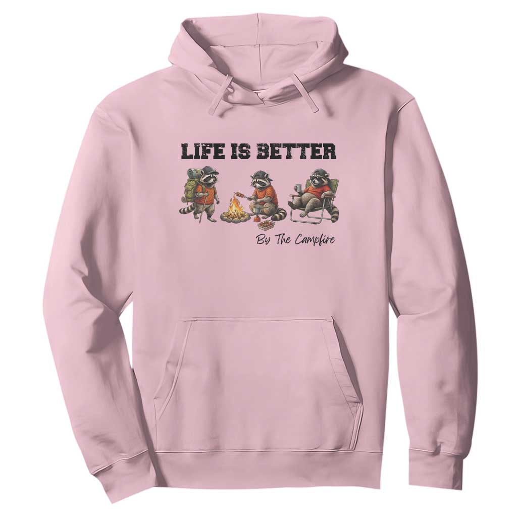 Funny Camping Raccoon Hoodie Life Is Better By The Campfire TS12 Light Pink Print Your Wear