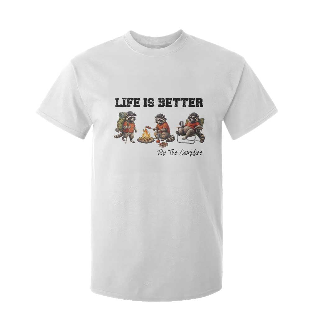 Funny Camping Raccoon T Shirt For Kid Life Is Better By The Campfire TS12 White Print Your Wear