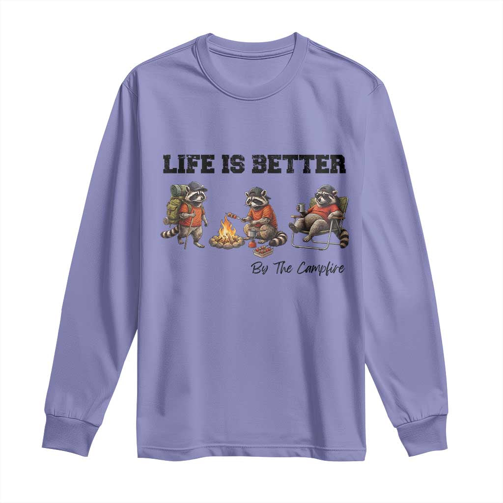 Funny Camping Raccoon Long Sleeve Shirt Life Is Better By The Campfire TS12 Violet Print Your Wear