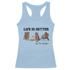 Funny Camping Raccoon Racerback Tank Top Life Is Better By The Campfire TS12 Light Blue Print Your Wear